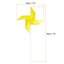 HARFINGTON 50pcs Windmills for The Yard Garden 15" x 7.5" 4 Leaves Pinwheels Wind Mills Spinners Windproof Waterproof Bird Devices with Stakes for Patio Decor, Yellow