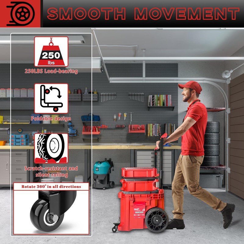 Upgraded Packout Caster Wheel kit fit for Milwaukee Packout Rolling