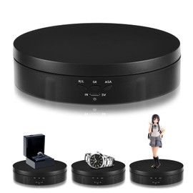 L'QECTED Turntable, Electric Rotary Stand, 360° Rotary Stand, Electric Turntable, Load Capacity 17.7 lbs (8 kg), Adjustable Direction, Angle, Stability, Low Noise, Diameter 5.7 inches (14.5 cm), For Figure Shooting (Black, 5.7 inches (14.5 cm)