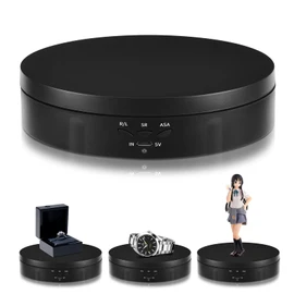 L'QECTED Turntable, Electric Rotary Stand, 360° Rotary Stand, Electric Turntable, Load Capacity 17.7 lbs (8 kg), Adjustable Direction, Angle, Stability, Low Noise, Diameter 5.7 inches (14.5 cm), For Figure Shooting (Black, 5.7 inches (14.5 cm)
