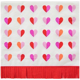 With All My Heart Lunch Napkin with die cut fringe border (20 count)