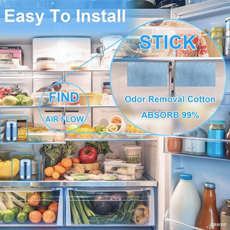 Refrigerator Deodorizer fridge odor Eliminator - Activated Carbon, 10-Year Long-Lasting