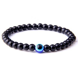 Evil Eye Charm Black Beaded Bracelet