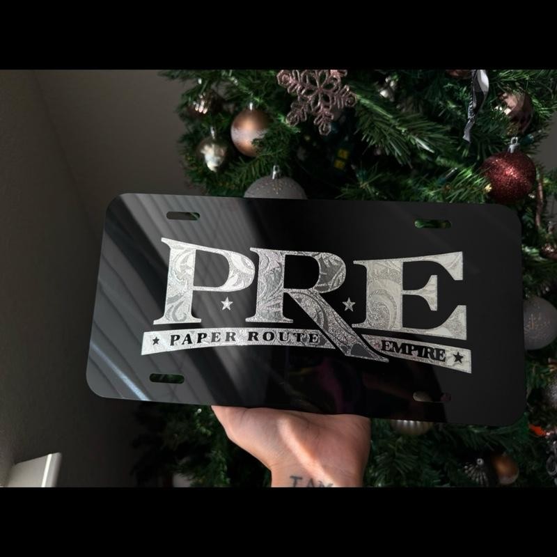 PRE Chrome Engraved License Plate - Colour: White