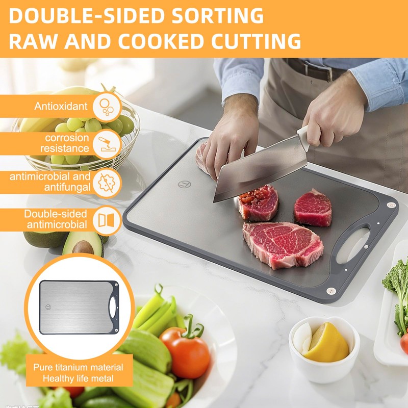 Pracfit Pure Titanium Double-sided Food-Grade Cutting Board, Lightweight and Durable