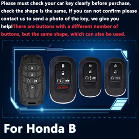 Cavlobe Zinc Alloy Key Fob Cover,Keychain,Full Protection Car Key Case for Honda Civic Hatchback Accord CR-V EX EX-L Odyssey HR-V Pilot SI Sport Touring Smart Keyshell Accessories(NO.140 Black)