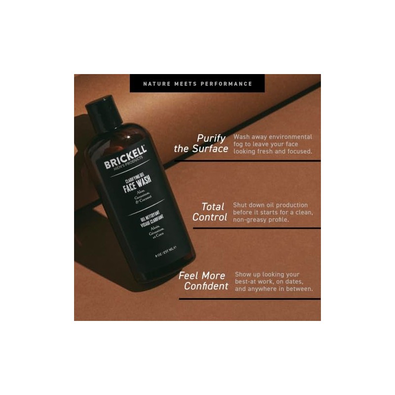 Brickell Men's Products Clarifying Gel Face Wash 236.59ml (8oz) 0.50|pounds