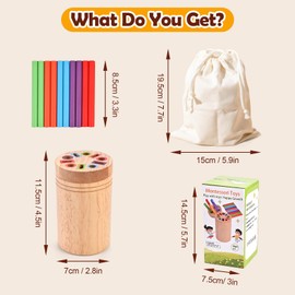 Wooderma Wooden Learning Color Sorting Toys, Montessori Toys for 2 3 4 Year Old, Montessori Travel Toy, Fine Motor Skills Sensory Toy for for Baby Boys Girls