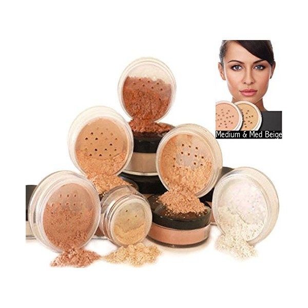 Mineral make-up set of 6 pieces natural mineral foundation by Intelligent Cosmetics® 100% vegan & never tested on animals, natural SPF, choose your skin colour