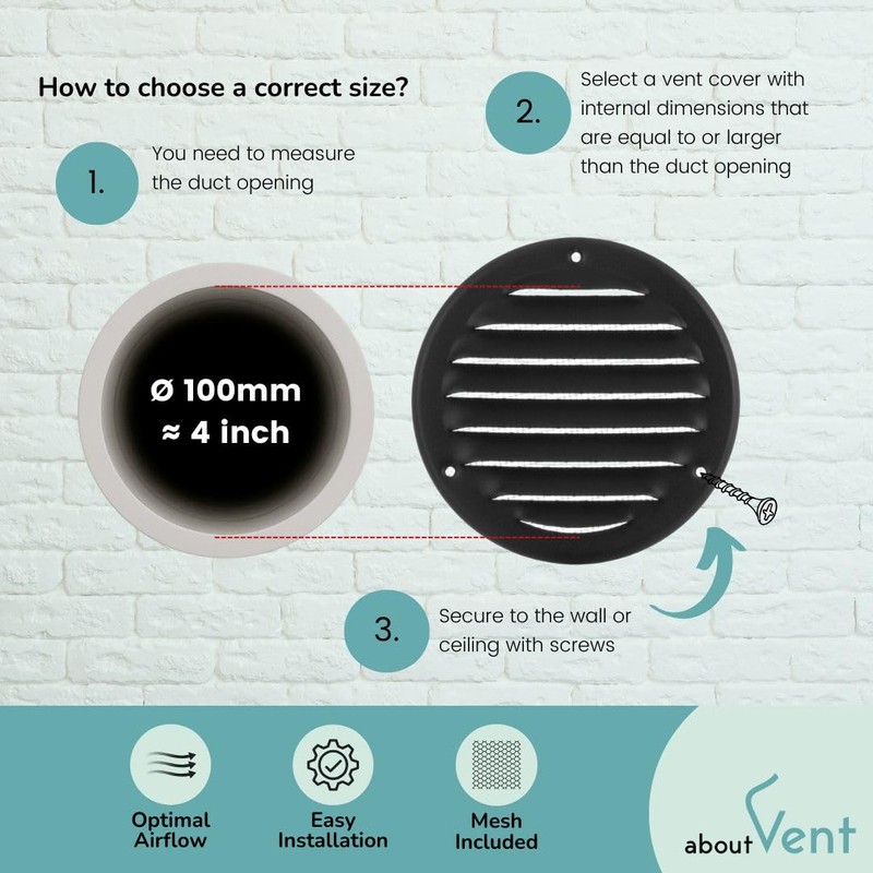 Ø 100mm / 4 inch Anthracite Metal Ventilation Grille with