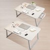 Wide Foldable Floor Table for Interior Decor Drawer Desk, Black