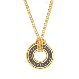 EUEAVAN Viking Rune Ring Pendant Necklace Nordic Runes Elders Futhark Vintage Choker Talisman Primitive Amulet Viking Jewelry Men Boy Gift Punk Leather Cord (silver1)