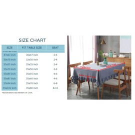 JadeRich Solid Color Ruffled Tablecloth Cotton Rectangular Square Table Cover Decoration for Kitchen Dinning