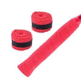 CAPASTEC Grip Tape, Towel Type, Set of 2, Tennis, Badminton, Sweat Absorbent, Perfect for Long Play, Dry Type, Grip Tape, For Rackets, Red