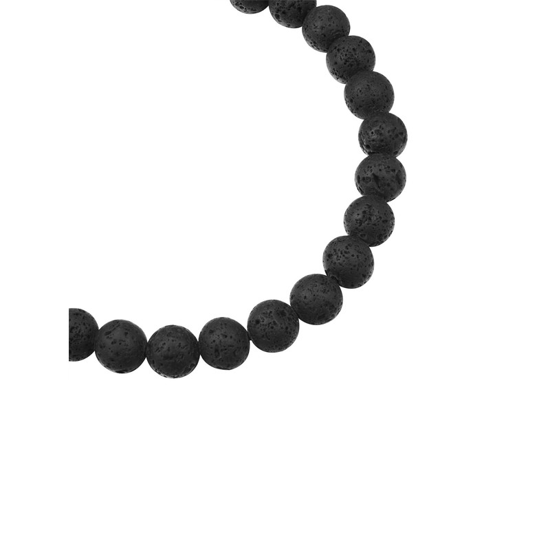 True Rebels Herren Armband Edelstahl schwarz Lavastein schwarz Edelsteinarmband