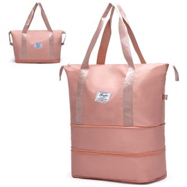WUBAYI Travel Bag,Expandable Bilayer Overnight Bag Large Capacity Weekend Bag Dry & Wet Seperated Travel Bags for Women Foldie Travel Bag with Trolley Sleeve Duffel Bags for Women & Men