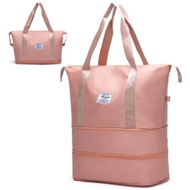 WUBAYI Travel Bag,Expandable Bilayer Overnight Bag Large Capacity Weekend Bag Dry & Wet Seperated Travel Bags for Women Foldie Travel Bag with Trolley Sleeve Duffel Bags for Women & Men