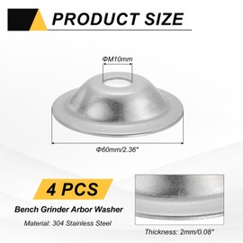 sourcing map 4 Pcs M12 Arbor Washer, 2x60mm 304 Stainless Steel Bench Grinder Arbor Washer for Bench Grinder Polisher Wire Wheel Buffing, Silver