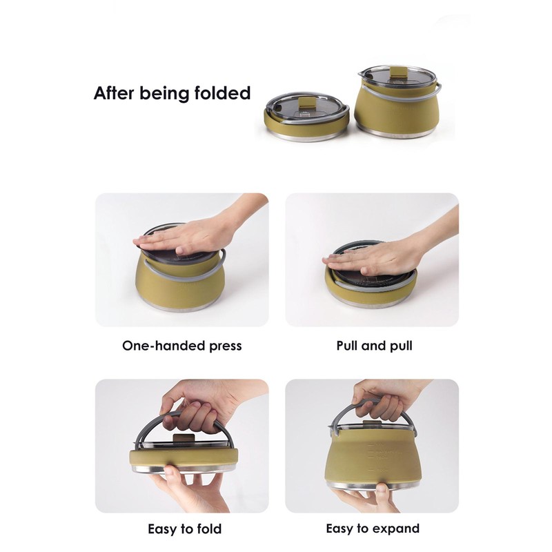 Outdoor Camping Kettle Portable Folding Silicone Kettle Tea Pot Coffee