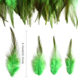 120pcs 5-7" Green Feathers for Crafts，Saddle Hackle Feather，Rooster Feathers Bulk for Wedding, Party, Dream Catcher Supplies and DIY Crafts(Green)