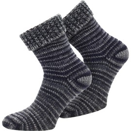 normani Scandinavian Style Wool Socks Hand-Knitted Look, With Cuff For Men and Women, 2 Pairs, grey, 43/46