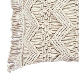 Lush Decor Studio Chevron Macrame Decorative Throw Pillow, 20" W x 13" L + 3" Fringe, Neutral - Rectangle Pillow - Throw Pillows For Bed, Couch, Or Chair