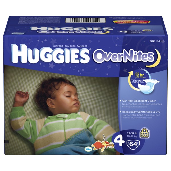 Huggies Overnites Diapers, Size 4, Big Pack, 60 Count