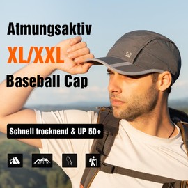 TOP-EX XL/XXL Baseball Cap Men's Breathable Sports Running Cap UV Protection Baseball Cap Summer Golf Cap, tx89056_dark grey