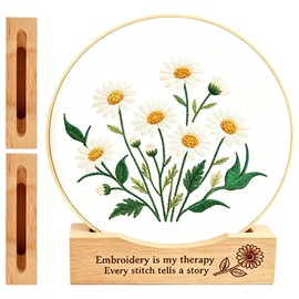 PXIRQ 2-Pack Embroidery Hoop Display Stand – 2‑Tier Grooved Frame Holder Wooden Base for Showcasing Finished Embroidery Art, Cross-Stitch Projects & Needlework, Home Decor & Craft Fairs Accessories