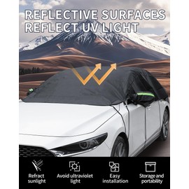 Car Windshield Snow Half Cover, Winter External Accessory for Snow and Ice, Sunroof Rain Cover, Summer Sun Shade, Essential Outside dust Cover, Protects Side Windows, All-Season use (157 in)