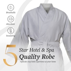 CHADSWORTH AND HAIG Kimono Spa & Hotel Luxury Bathrobe - Lightweight Microfiber Shell With Plush Minx Lining - Men & Women (Unisex) - SAGE/IVORY - S/M