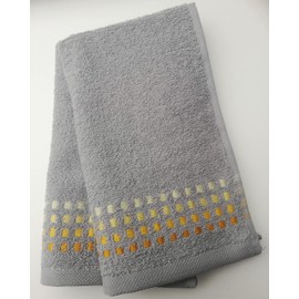 Sue Rossi Ltd 100% Portuguese Cotton Guest Towels Hand Kitchen Towel Face Cloth 30 x 50 cm Pack Of 2 (Yellow - Silver Grey)