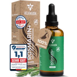 Heldengrün® Organic Rosemary + Hair Oil [High Dose] Stimulates Hair Growth - Hair Oil for Hair Loss with Real Organic Jojoba & Rosemary Oil, Rosemary Oil Hair - Essential Oil Blend