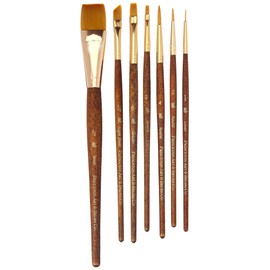 Princeton Brush-Princeton Series 9000 Brown Handled Brush, Set of 7, for Acrylic, Oil and Watercolor-Mixed Media Paintbrushes