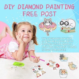 MEGZIHXN Cute Diamond Painting Stickers Kits For Beginners,Cats Cats Bathing Cats Cooking Cute Cats Cats Playing Games Diamond Craft Arts Set For Water Bottle Notebook Phone