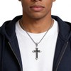 LUSKINNO Traditional Men's Titanium Steel Cross Necklace, Black Bright Cross