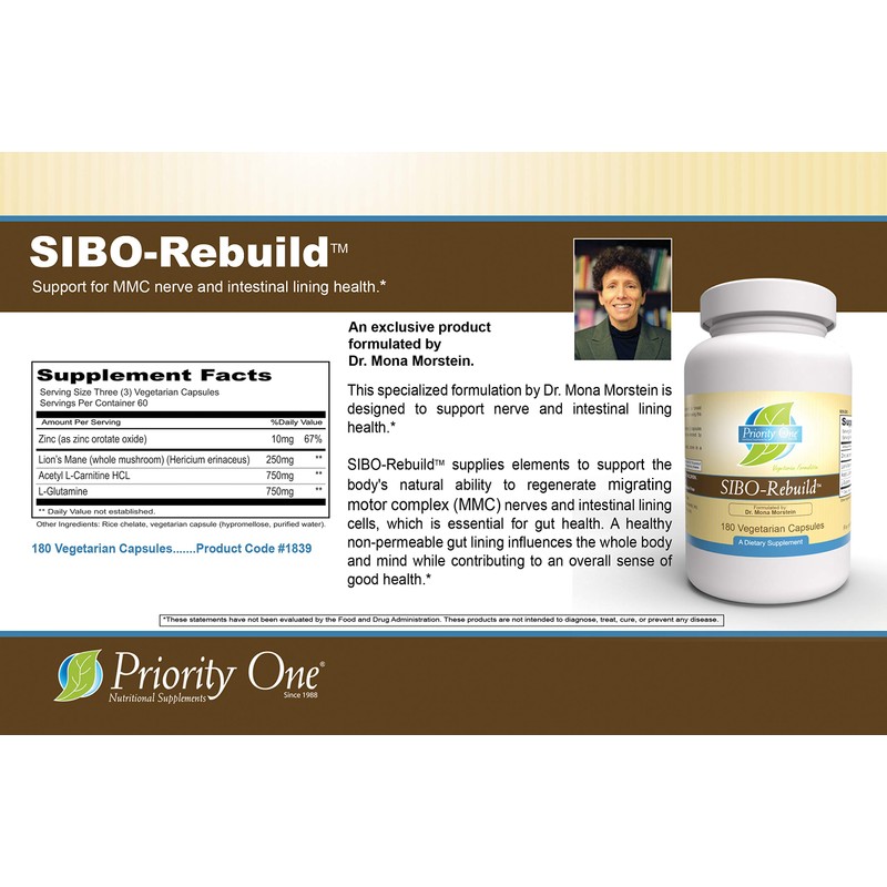 Priority One Vitamins SIBO-Rebuild 180 Vegetarian Capsules Support for Nerve