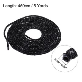 QUARKZMAN 5 Yard 6 mm Glitter Sequin Rope Sequins Rhinestone Tube Cord for Crafts Wedding Dresses Costume Clothing Shoes Jewellery Accessories Black