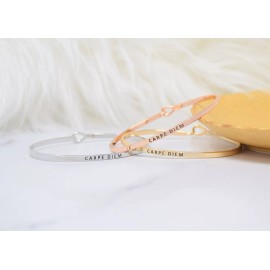 Curated Trinkets CARPE DIEM | Inspired Message Engraved Simple Bangle | SILVER
