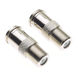 Keple F-type female to TV coaxial socket - nickel plated zinc body, female plug jack adapter barrel, converter for satellite FM coaxial cable antenna - pack of 2