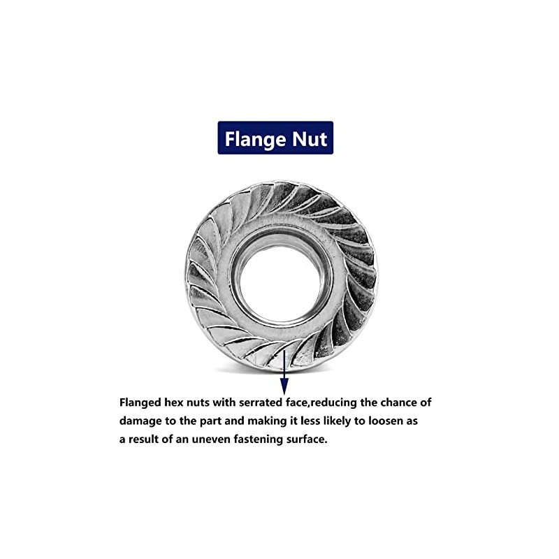 1/4-20 Serrated Flange Hex Lock Nuts 100Pcs 304 Stainless Steel