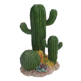 Simulation Resin Cactus Ornament Stable Aquarium Cactus Decoration with Succulents for Fish Tanks and Reptile Tanks