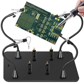 Magnetic Helping Hands Soldering Station, Third Hand Soldering Tool with Alligator Clips, 4 Flexible Gooseneck Arms & 4 PCB Circuit Board Holders for Electronic Repair Soldering Craft Hobby