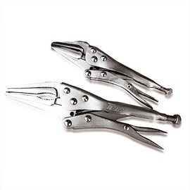 NUZAMAS Set of 2 Needle Nose Self-Adjusting Locking Pliers 7 inch 9 inch Clamps Set