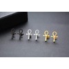Ancient Egyptian Symbol Ankh Cross Stud Earrings Stainless Steel Key