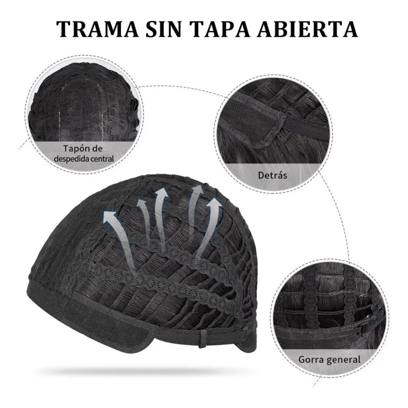 Peluca Mujer Corta Ondulada Negra Aspecto Natural Uso Diario