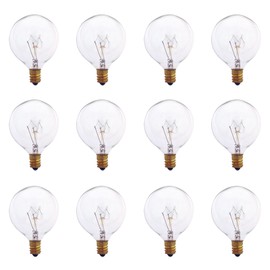 Sunlite G16.5 Incandescent Clear Globe Light Bulb, 15 Watts, 105 Lumens, 120 Volts, Candelabra E12 Screw Base, Title-20 Compliant, 2600K Warm White, 12 Pack