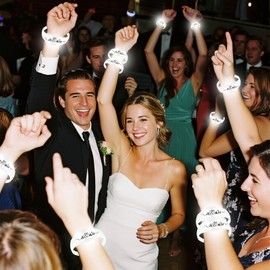 Dhseinat 24 Pcs Wedding Sound Activated LED Glow Bracelets Light Up Bracelets for Adults Glow in the Dark Bracelets Neon Supplies for Concert (24)