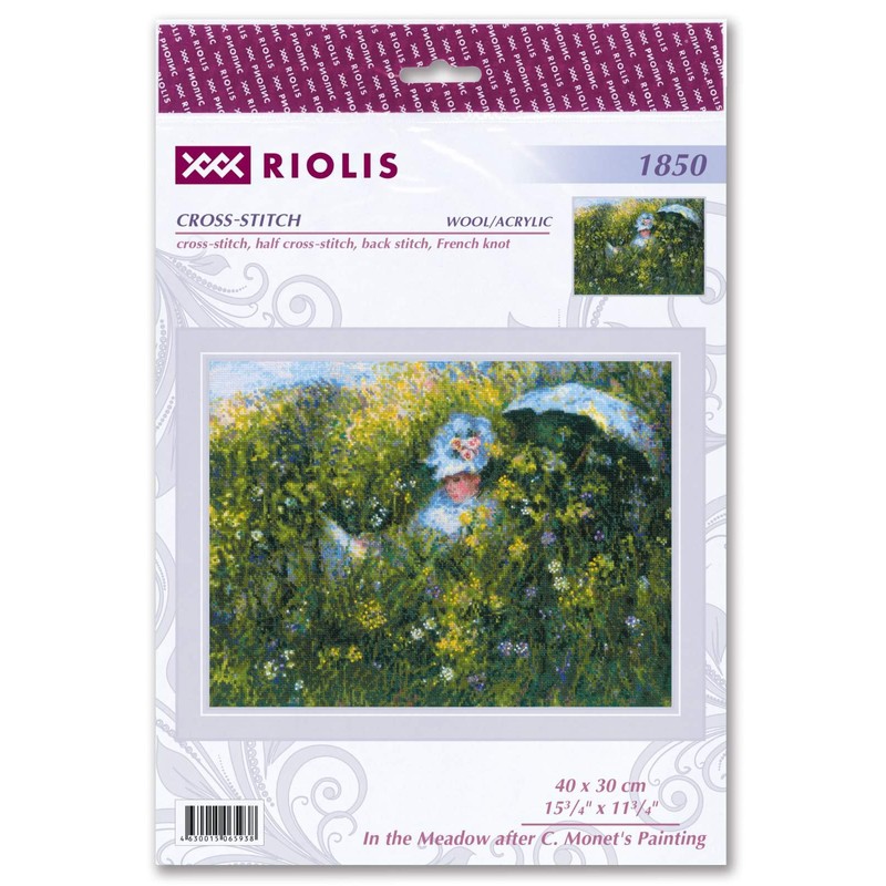 RIOLIS CROSS STITCH, Meadow After C. Monet (14 Count)