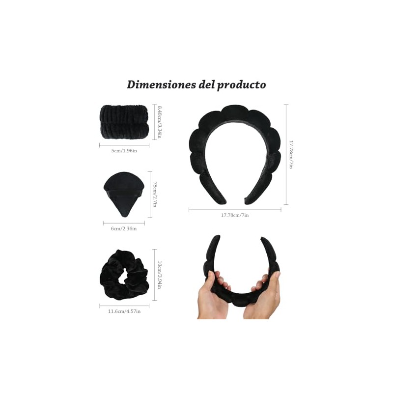 Set 7 en 1 AGTOWM en negro: diadema nube ergonómica,